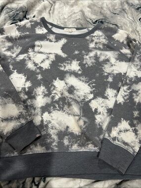 Grayson Threads Tie-Dye Crewneck Sweater in Gray and White